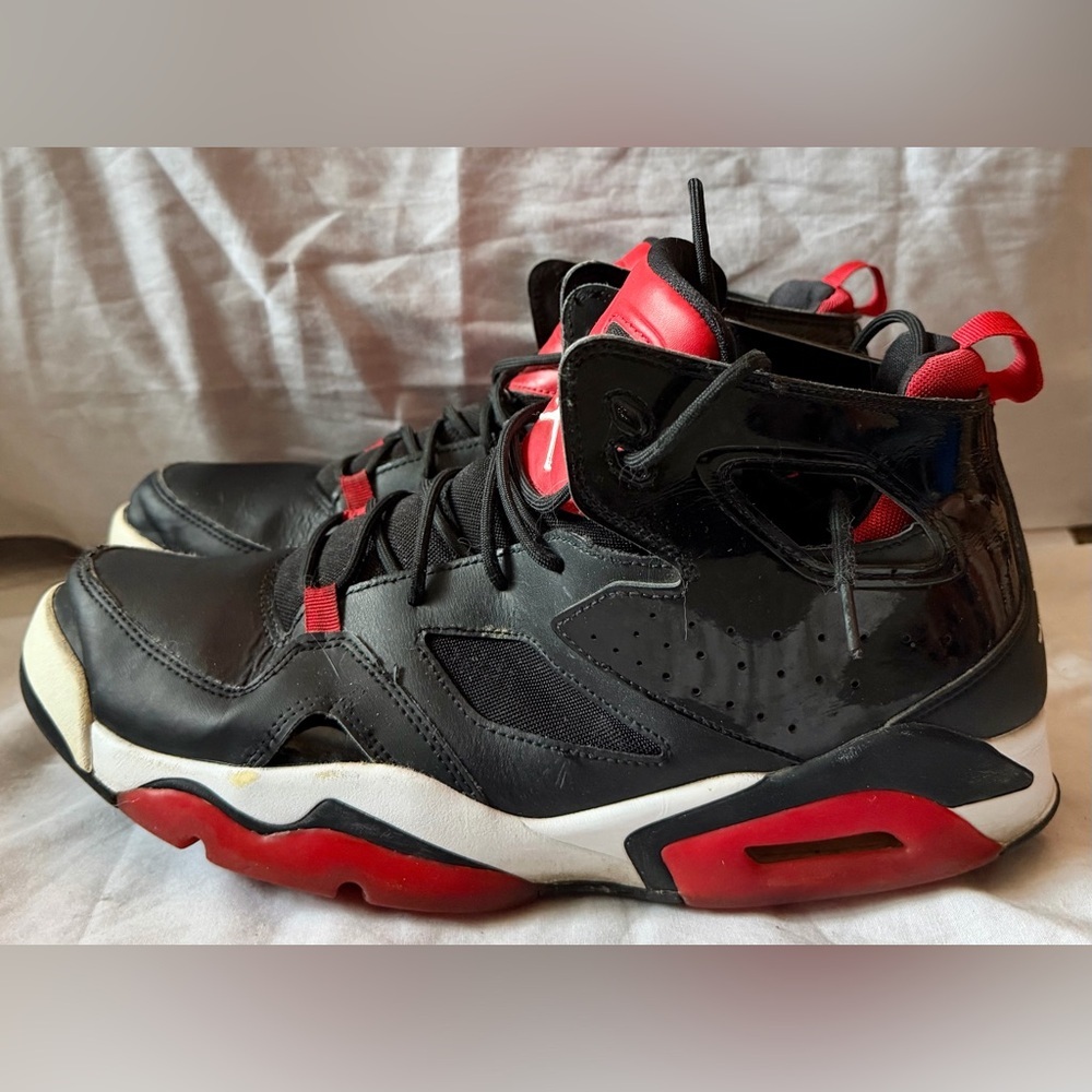 Air Jordan Flight Club 91 Bred, Patent Black/ Red DC7329-006 Men's Sz 13
